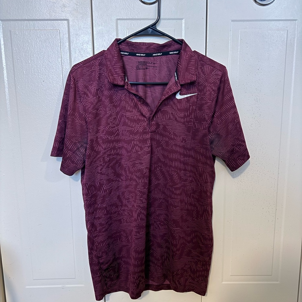 Nike Men's Maroon Polo Shirt Jacquard Print